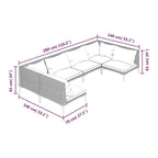 vidaXL Patio Lounge Set Outdoor Sectional Corner Sofa Poly Rattan Dark Grey - 27.6 x 27.6 x 24