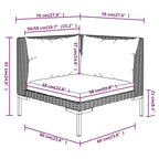 vidaXL Patio Lounge Set Outdoor Sectional Corner Sofa Poly Rattan Dark Grey - 27.6 x 27.6 x 24