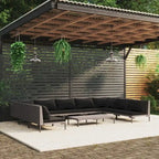 vidaXL Patio Lounge Set Outdoor Sectional Corner Sofa Poly Rattan Dark Grey - 27.6 x 27.6 x 24