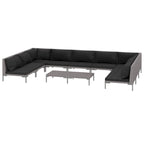 vidaXL Patio Lounge Set Outdoor Sectional Corner Sofa Poly Rattan Dark Grey - 27.6 x 27.6 x 24