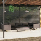 vidaXL Patio Lounge Set Outdoor Sectional Corner Sofa Poly Rattan Dark Grey - 27.6 x 27.6 x 24