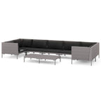 vidaXL Patio Lounge Set Outdoor Sectional Corner Sofa Poly Rattan Dark Grey - 27.6 x 27.6 x 24
