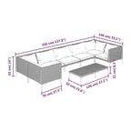 vidaXL Patio Lounge Set Outdoor Sectional Corner Sofa Poly Rattan Dark Grey - 27.6 x 27.6 x 24