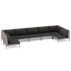 vidaXL Patio Lounge Set Outdoor Sectional Corner Sofa Poly Rattan Dark Grey - 27.6 x 27.6 x 24
