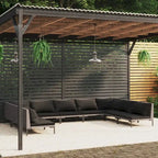 vidaXL Patio Lounge Set Outdoor Sectional Corner Sofa Poly Rattan Dark Grey - 27.6 x 27.6 x 24