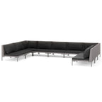 vidaXL Patio Lounge Set Outdoor Sectional Corner Sofa Poly Rattan Dark Grey - 27.6 x 27.6 x 24