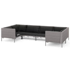 vidaXL Patio Lounge Set Outdoor Sectional Corner Sofa Poly Rattan Dark Grey - 27.6 x 27.6 x 24