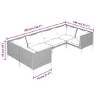 vidaXL Patio Lounge Set Outdoor Sectional Corner Sofa Poly Rattan Dark Grey - 27.6 x 27.6 x 24
