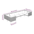 vidaXL Patio Lounge Set Outdoor Sectional Corner Sofa Poly Rattan Dark Grey - 27.6 x 27.6 x 24