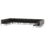 vidaXL Patio Lounge Set Outdoor Sectional Corner Sofa Poly Rattan Dark Grey - 27.6 x 27.6 x 24