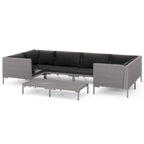vidaXL Patio Lounge Set Outdoor Sectional Corner Sofa Poly Rattan Dark Grey - 27.6 x 27.6 x 24