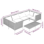 vidaXL Patio Lounge Set Outdoor Sectional Corner Sofa Poly Rattan Dark Grey - 27.6 x 27.6 x 24
