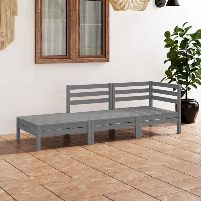 vidaXL Patio Furniture Set 3 Piece Outdoor Sectional Sofa Set Solid Wood Pine