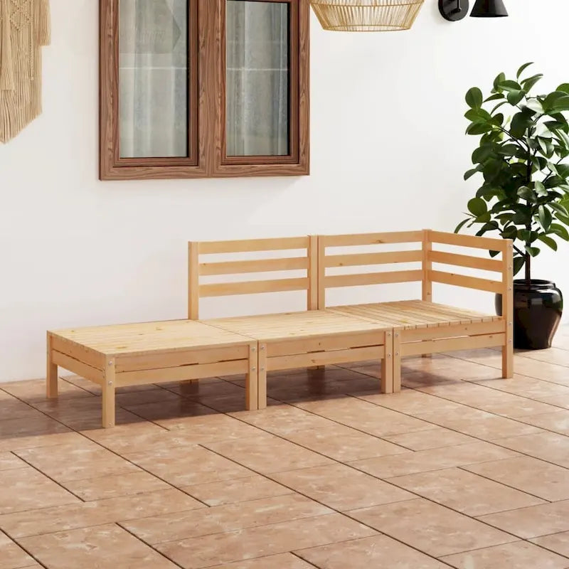 vidaXL Patio Furniture Set 3 Piece Outdoor Sectional Sofa Set Solid Wood Pine