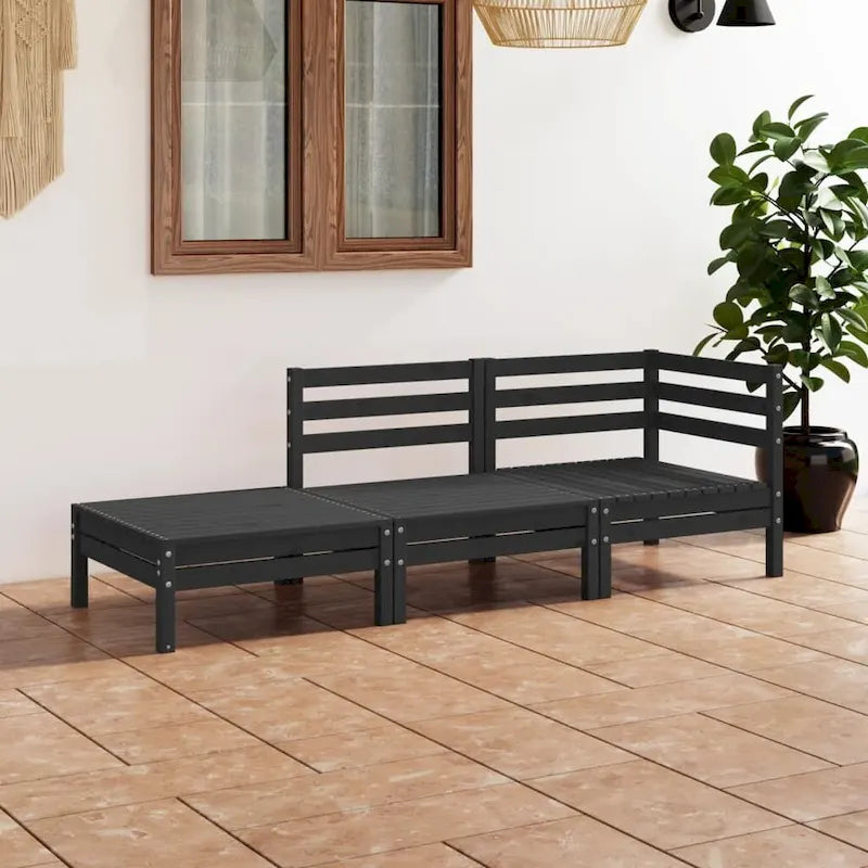 vidaXL Patio Furniture Set 3 Piece Outdoor Sectional Sofa Set Solid Wood Pine