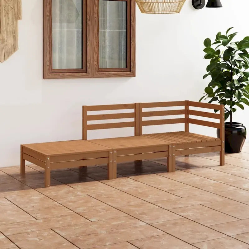 vidaXL Patio Furniture Set 3 Piece Outdoor Sectional Sofa Set Solid Wood Pine