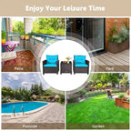 Gymax 3PCS Outdoor Patio Rattan Conversation Set w/ Coffee Table - See Details