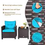 Gymax 3PCS Outdoor Patio Rattan Conversation Set w/ Coffee Table - See Details