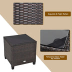 Gymax 3PCS Outdoor Patio Rattan Conversation Set w/ Coffee Table - See Details