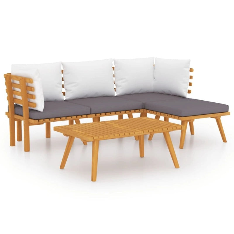 vidaXL Patio Lounge Set Outdoor Sectional Sofa Set Table Solid Wood Acacia - 23.6 x 25.6 x 25.6