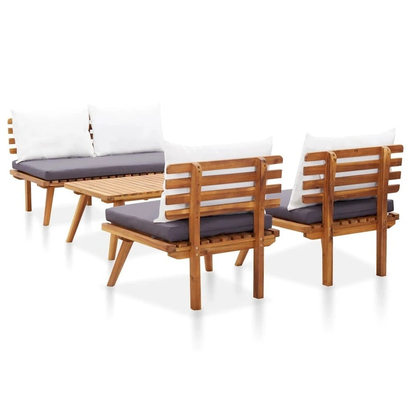 vidaXL Patio Lounge Set Outdoor Sectional Sofa Set Table Solid Wood Acacia - 23.6 x 25.6 x 25.6
