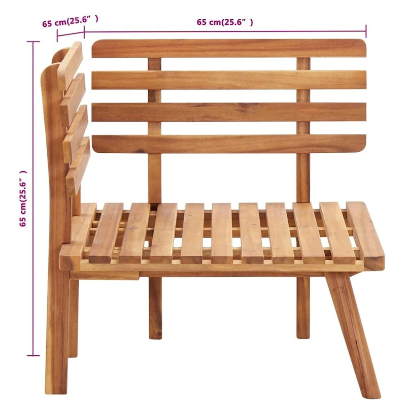 vidaXL Patio Lounge Set Outdoor Sectional Sofa Set Table Solid Wood Acacia - 23.6 x 25.6 x 25.6
