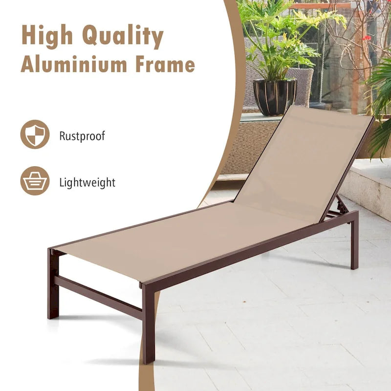 Costway 2 PCS 6-Position Lounge Chair Chaise Aluminium Adjust Recliner - See Details