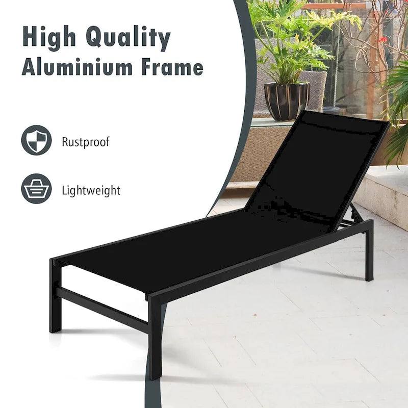 Costway 2 PCS 6-Position Lounge Chair Chaise Aluminium Adjust Recliner - See Details