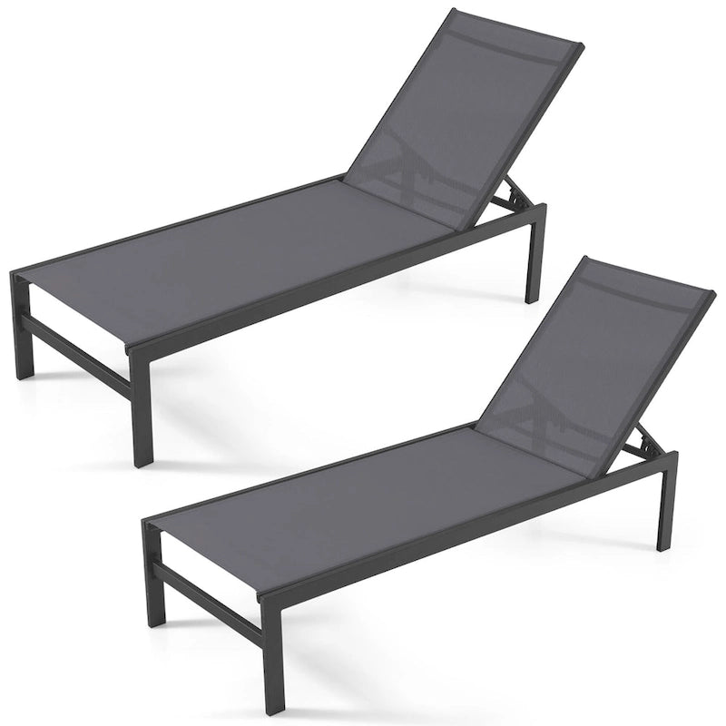 Costway 2 PCS 6-Position Lounge Chair Chaise Aluminium Adjust Recliner - See Details