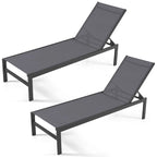 Costway 2 PCS 6-Position Lounge Chair Chaise Aluminium Adjust Recliner - See Details