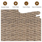 3 Pieces Patio Rattan Furniture Set with Washable Cushion for Yard Porch - 29 x 27 x 28(L x W x H)