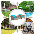 3 Pieces Patio Rattan Furniture Set with Washable Cushion for Yard Porch - 29 x 27 x 28(L x W x H)