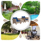 3 Pieces Patio Rattan Furniture Set with Washable Cushion for Yard Porch - 29 x 27 x 28(L x W x H)
