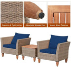 3 Pieces Patio Rattan Furniture Set with Washable Cushion for Yard Porch - 29 x 27 x 28(L x W x H)