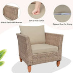 3 Pieces Patio Rattan Furniture Set with Washable Cushion for Yard Porch - 29 x 27 x 28(L x W x H)