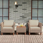 3 Pieces Patio Rattan Furniture Set with Washable Cushion for Yard Porch - 29 x 27 x 28(L x W x H)