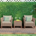 3 Pieces Patio Rattan Furniture Set with Washable Cushion for Yard Porch - 29 x 27 x 28(L x W x H)