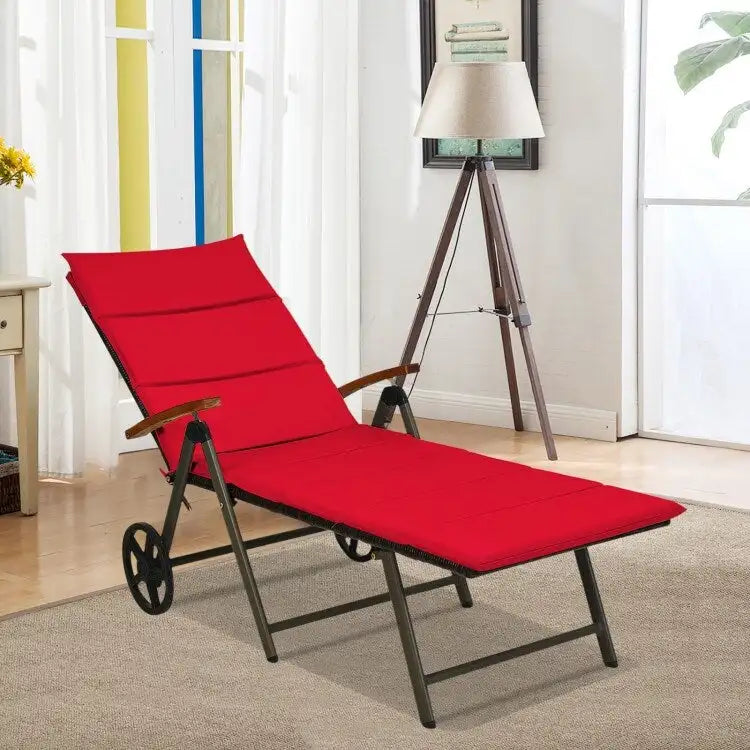 Premium Outdoor Rattan Chaise Lounge Recliner Chair for Relaxation - 56.5~ 73 x 27.5 x 29.5~44 (LX WX H)