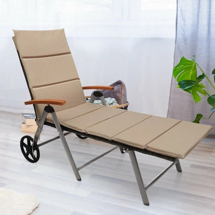 Premium Outdoor Rattan Chaise Lounge Recliner Chair for Relaxation - 56.5~ 73 x 27.5 x 29.5~44 (LX WX H)