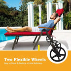 Premium Outdoor Rattan Chaise Lounge Recliner Chair for Relaxation - 56.5~ 73 x 27.5 x 29.5~44 (LX WX H)