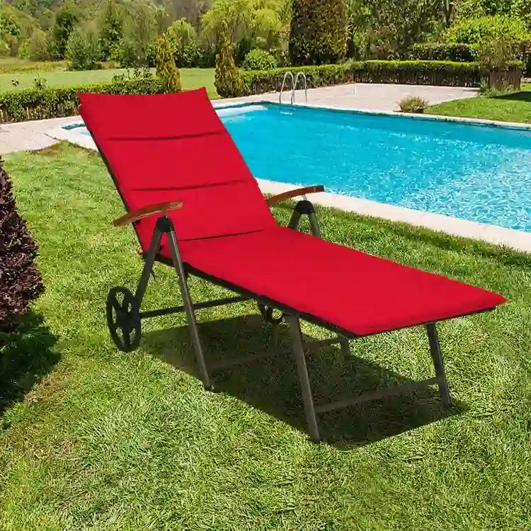 Premium Outdoor Rattan Chaise Lounge Recliner Chair for Relaxation - 56.5~ 73 x 27.5 x 29.5~44 (LX WX H)