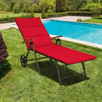 Premium Outdoor Rattan Chaise Lounge Recliner Chair for Relaxation - 56.5~ 73 x 27.5 x 29.5~44 (LX WX H)