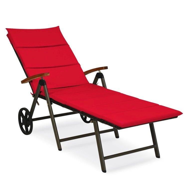 Premium Outdoor Rattan Chaise Lounge Recliner Chair for Relaxation - 56.5~ 73 x 27.5 x 29.5~44 (LX WX H)