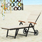 Premium Outdoor Rattan Chaise Lounge Recliner Chair for Relaxation - 56.5~ 73 x 27.5 x 29.5~44 (LX WX H)