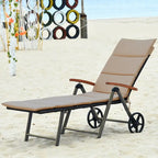 Premium Outdoor Rattan Chaise Lounge Recliner Chair for Relaxation - 56.5~ 73 x 27.5 x 29.5~44 (LX WX H)