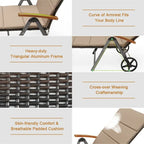 Premium Outdoor Rattan Chaise Lounge Recliner Chair for Relaxation - 56.5~ 73 x 27.5 x 29.5~44 (LX WX H)