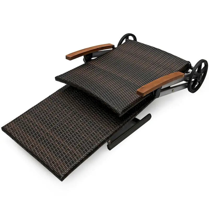 Premium Outdoor Rattan Chaise Lounge Recliner Chair for Relaxation - 56.5~ 73 x 27.5 x 29.5~44 (LX WX H)