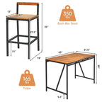 Costway 5PCS Patio Rattan Bar Table Stool Set Acacia Wood Top - See Details