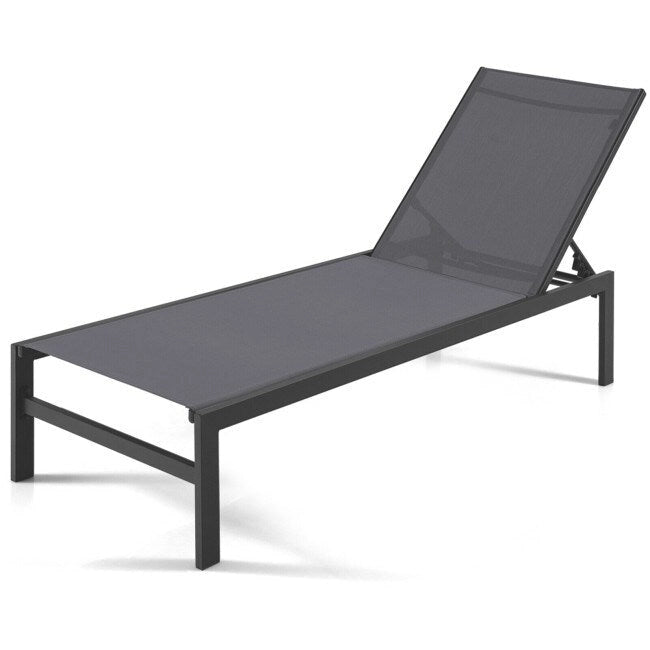 6-Position Chaise Lounge Chairs with Rustproof Aluminium Frame - 60.5-78 x 25 x 39.5-25.5 (L x W x H)