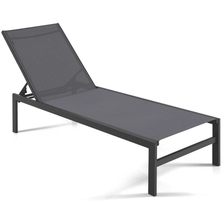 6-Position Chaise Lounge Chairs with Rustproof Aluminium Frame - 60.5-78 x 25 x 39.5-25.5 (L x W x H)